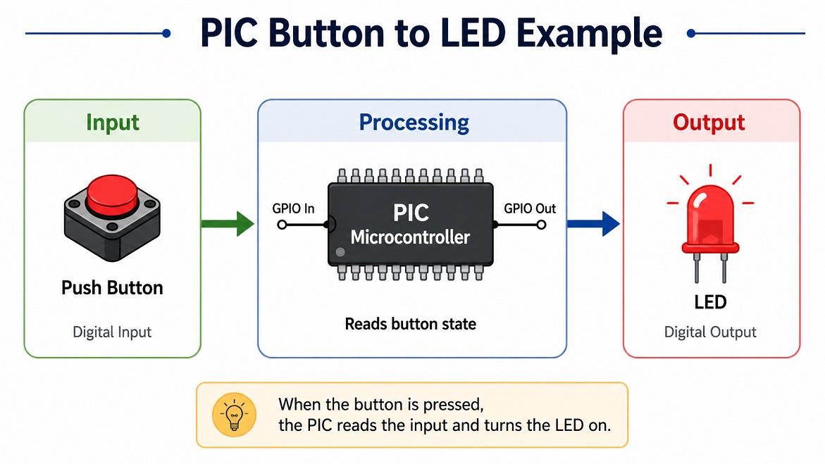 Example of a PIC, Button and LED